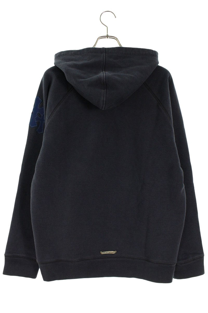 Chrome Hearts Label Cross Patch Hoodie Navy/Silver Size L