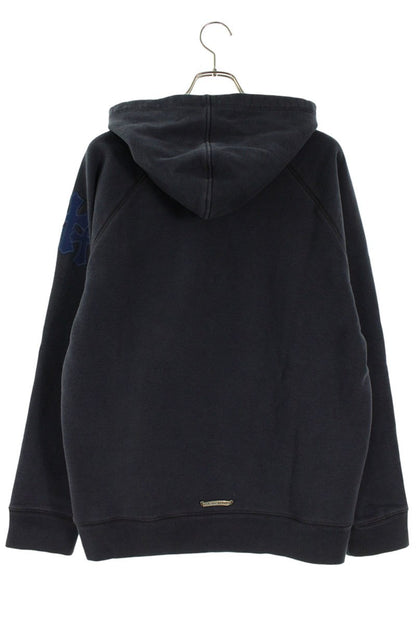 Chrome Hearts Label Cross Patch Hoodie Navy/Silver Size L