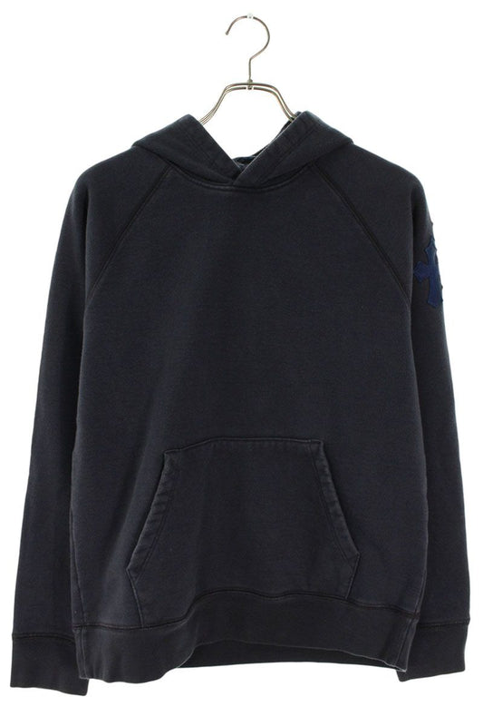 Chrome Hearts Label Cross Patch Hoodie Navy/Silver Size S