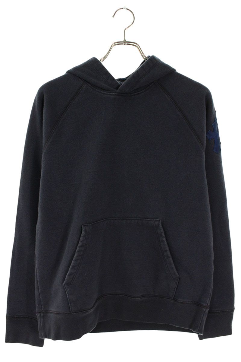 Chrome Hearts Label Cross Patch Hoodie Navy/Silver Size S