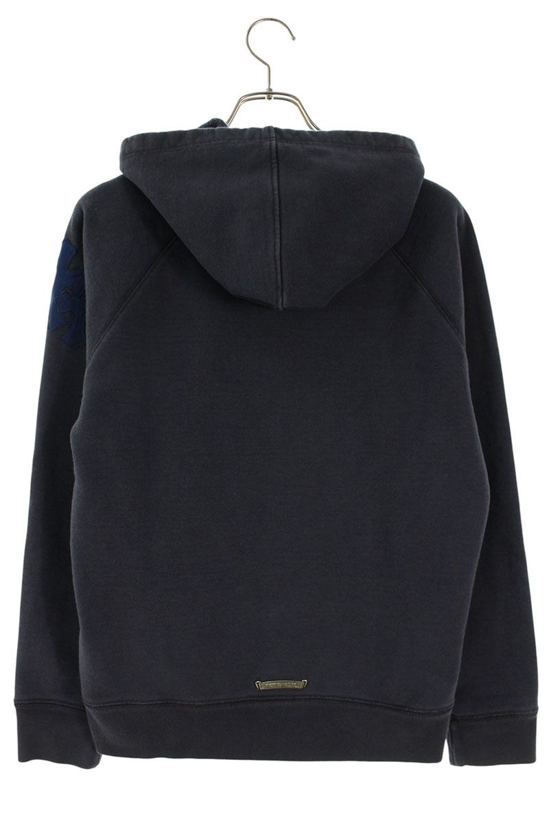 Chrome Hearts Label Cross Patch Hoodie Navy/Silver Size S