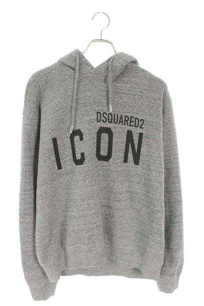 DSQUARED ICON Print Design Cotton Hoodie Grey Size L