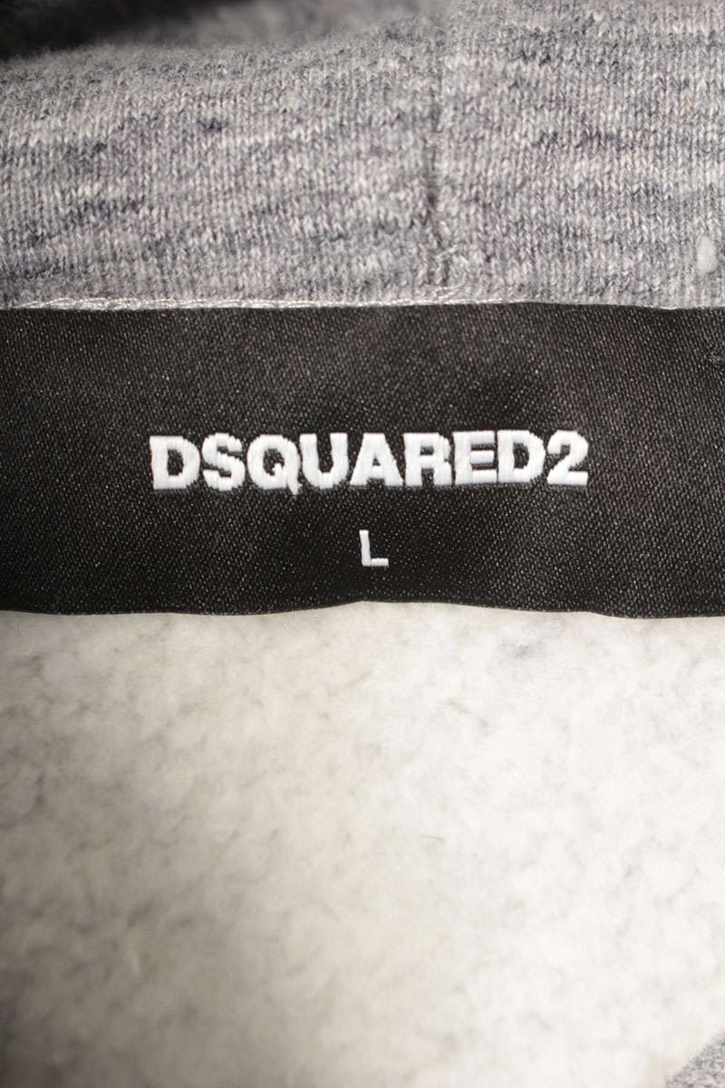 DSQUARED ICON Print Design Cotton Hoodie Grey Size L