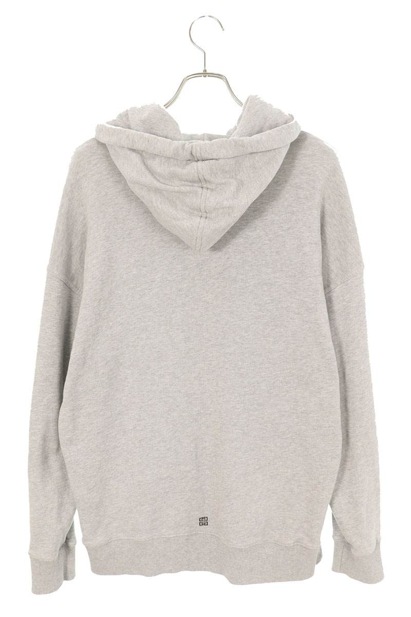 GIVENCHY Logo Print Pullover Hoodie Grey Cotton Size M