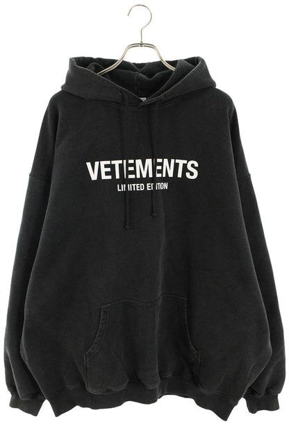 Vetements Logo Print Pullover Hoodie Black Size S