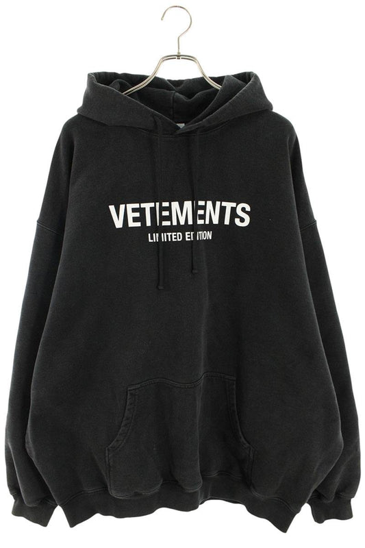 Vetements Logo Print Pullover Hoodie Black Size S