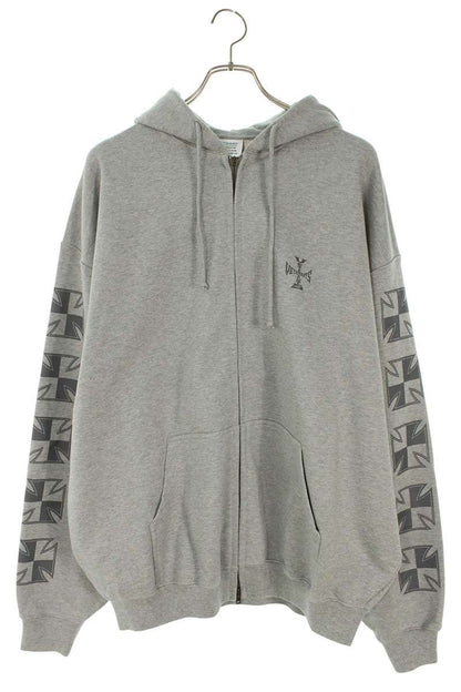 Vetements 26SS Biker Cross Zip-Up Hoodie Gray Size XS