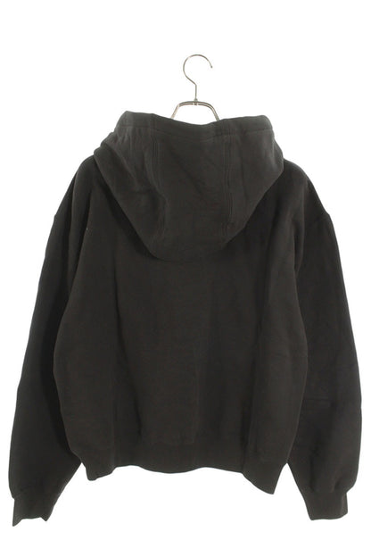 SAINT LAURENT PARIS Logo Embroidered Hoodie Brown Size M
