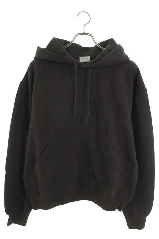 SAINT LAURENT PARIS Logo Embroidered Hoodie Brown Size L