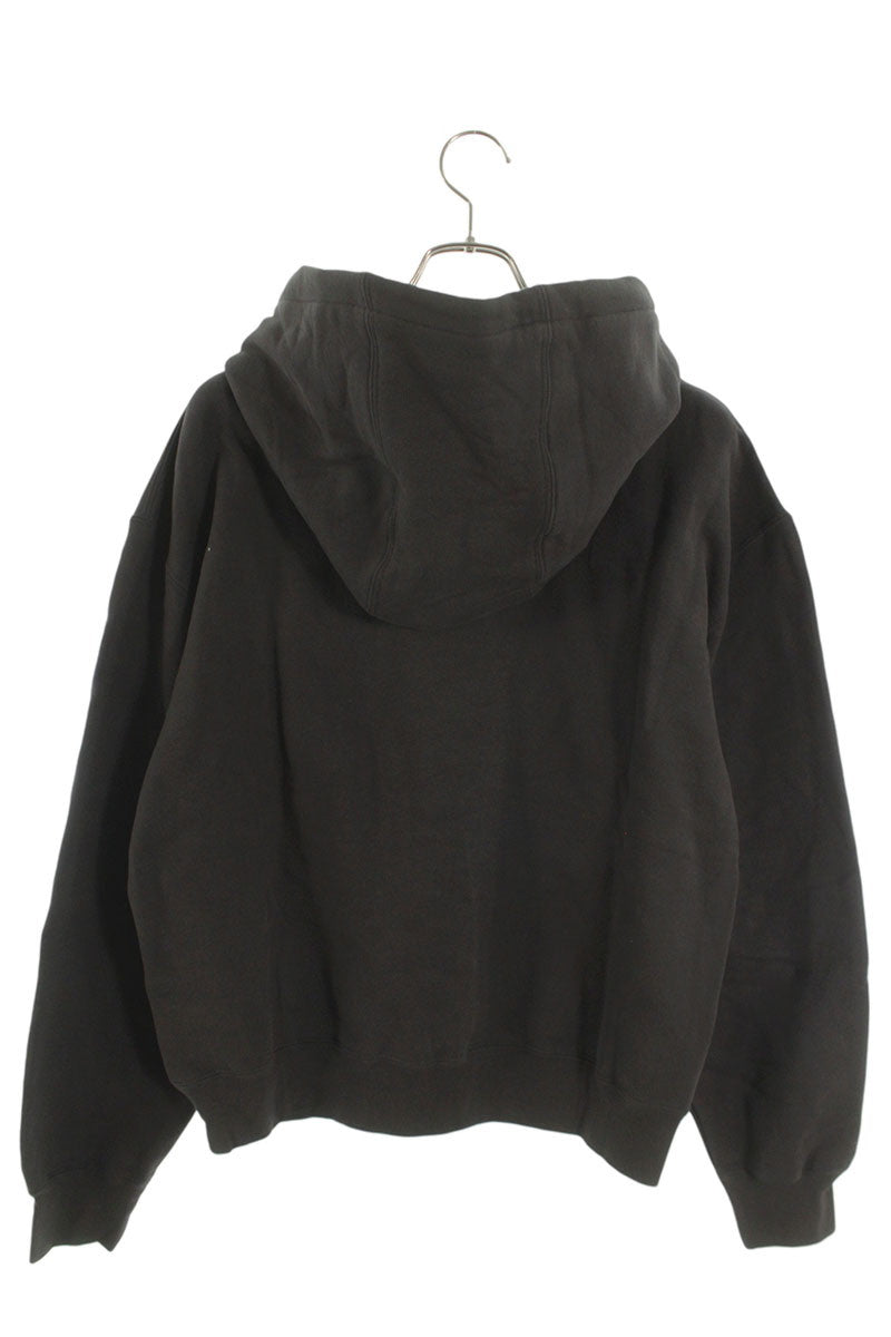 SAINT LAURENT PARIS Logo Embroidered Hoodie Brown Size L