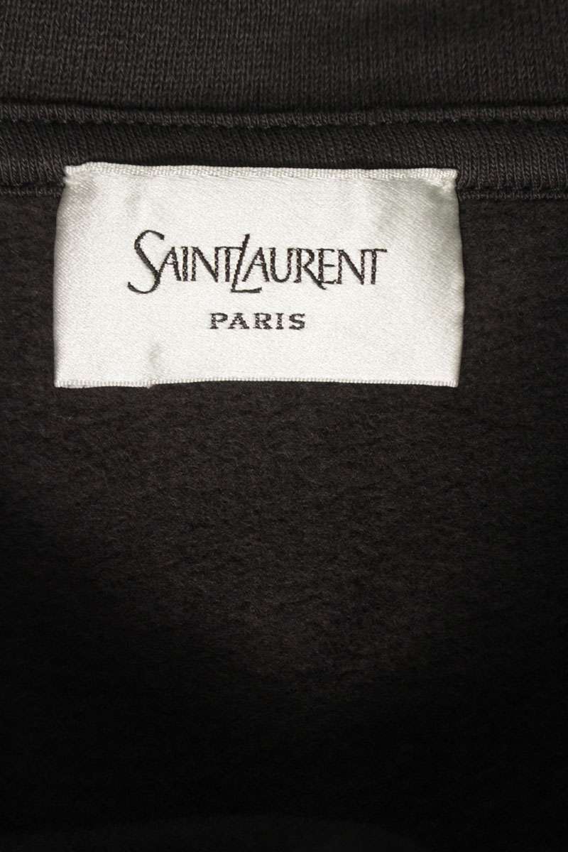 SAINT LAURENT PARIS Logo Embroidered Hoodie Brown Size L