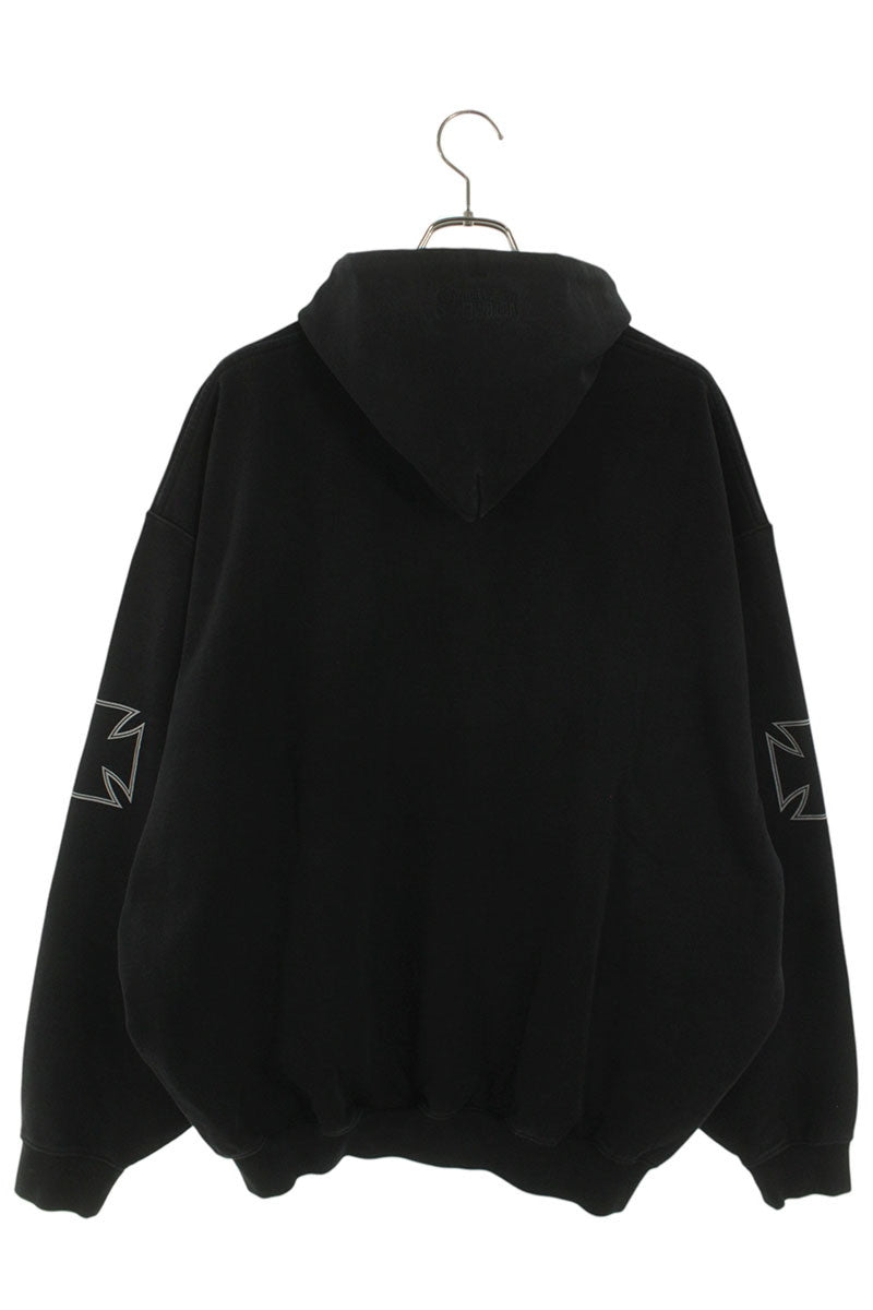 VETEMENTS 26SS Triple Biker Cross Logo Hoodie Black Size XS