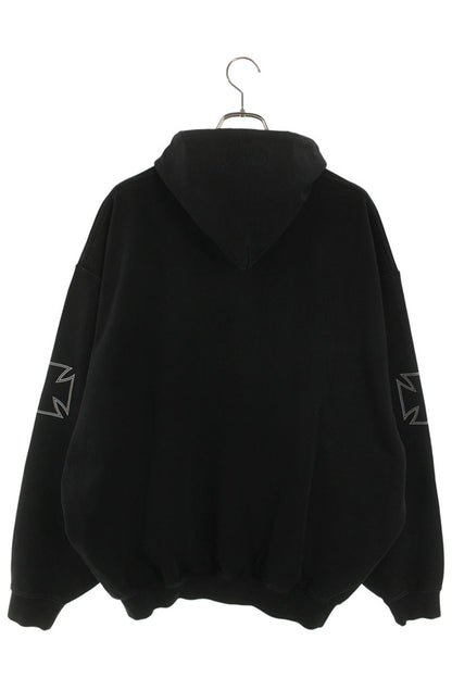 VETEMENTS 26SS Triple Biker Cross Logo Hoodie Black Size XS