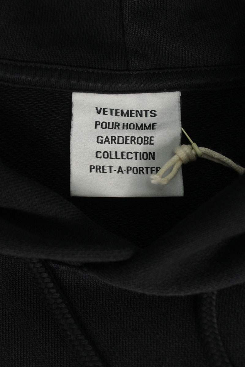 VETEMENTS 26SS Triple Biker Cross Logo Hoodie Black Size XS
