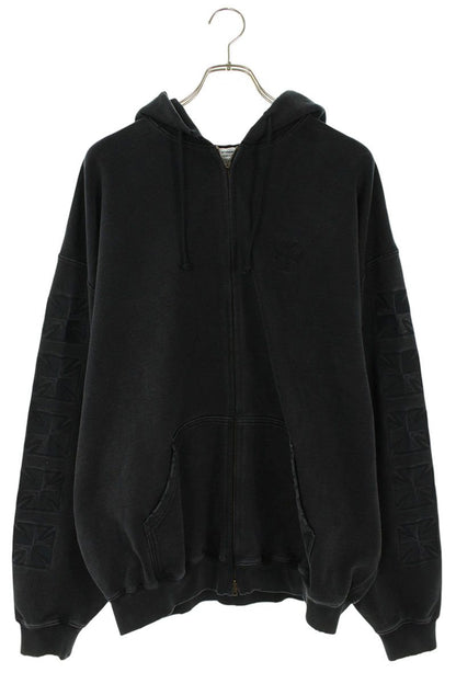 VETEMENTS 26SS Embroidered Zip-Up Hoodie Black Size S