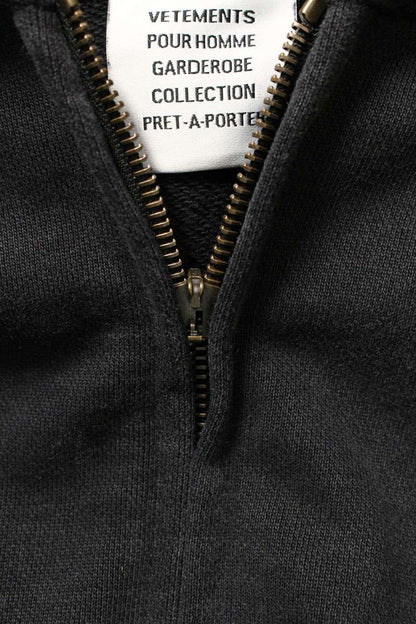 VETEMENTS 26SS Embroidered Zip-Up Hoodie Black Size S