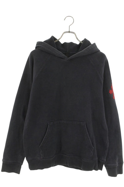 Chrome Hearts Label Cross Patch Hoodie Navy/Red Size M