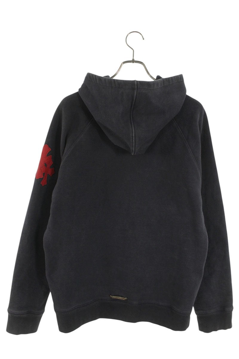 Chrome Hearts Label Cross Patch Hoodie Navy/Red Size M