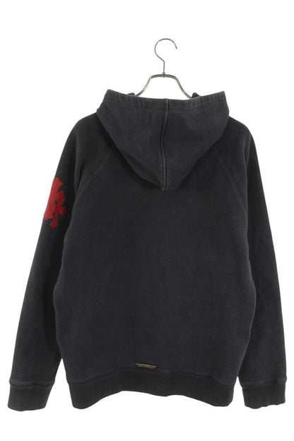 Chrome Hearts Label Cross Patch Hoodie Navy/Red Size M