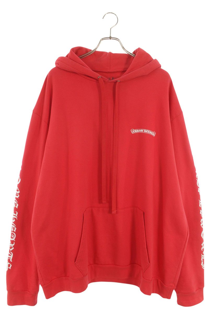 Chrome Hearts Back Scroll Label Print Hoodie Red Size XXL