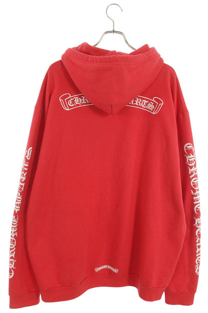 Chrome Hearts Back Scroll Label Print Hoodie Red Size XXL