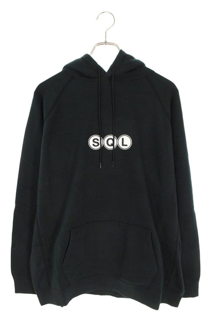 SEQUEL 24AW Logo Print Pullover Hoodie Black Cotton Size M