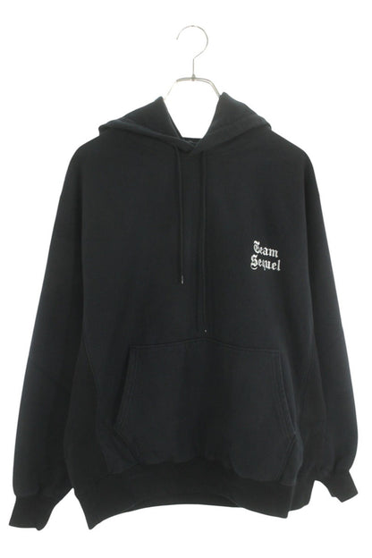 SEQUEL 25SS Logo Embroidery Hoodie Black Cotton Blend Size S