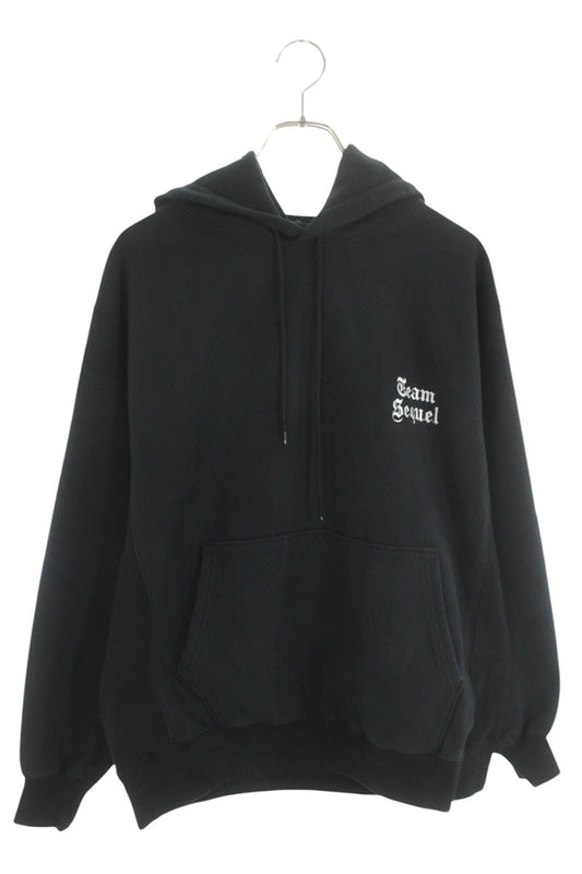 SEQUEL 25SS Logo Embroidery Hoodie Black Cotton Blend Size S