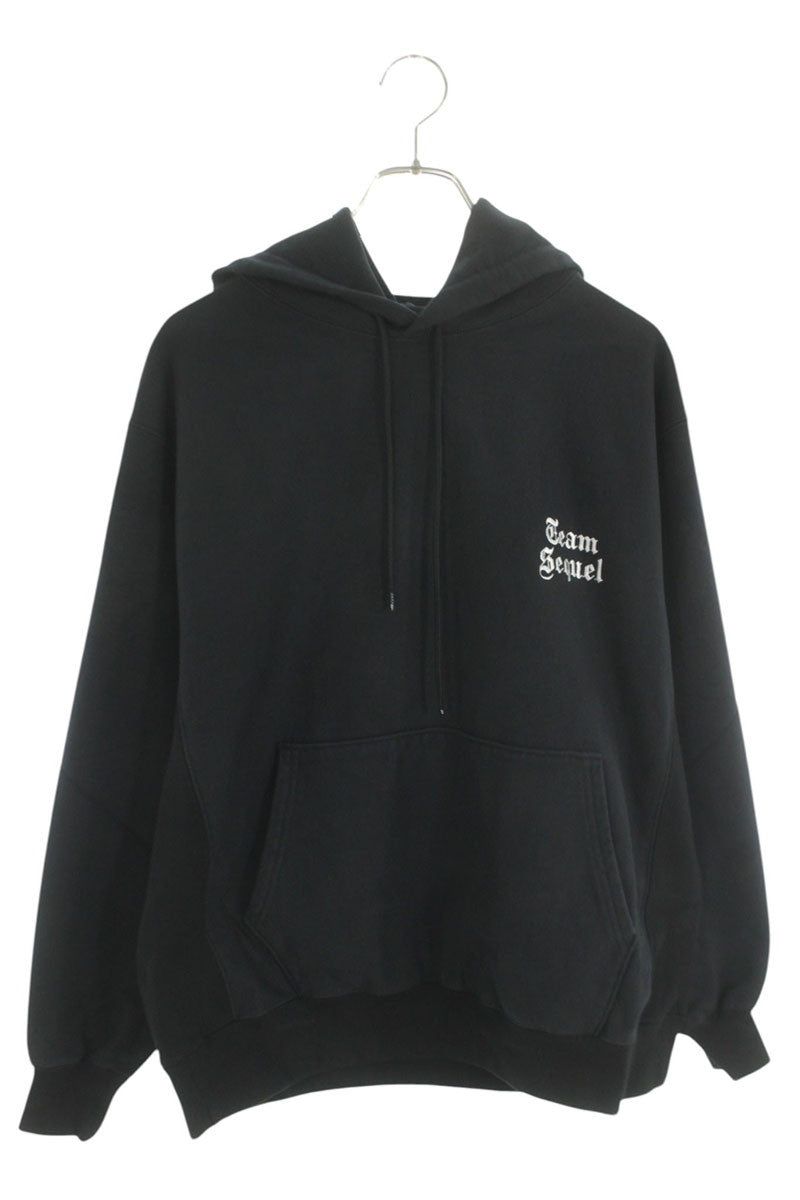 SEQUEL 25SS Logo Embroidery Hoodie Black Cotton Blend Size M