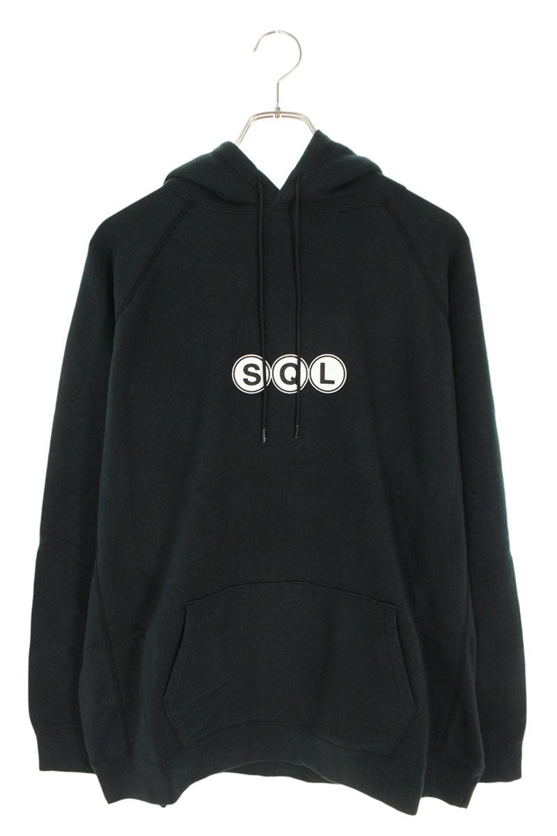 SEQUEL 24AW Logo Print Pullover Hoodie Black Cotton Size XL