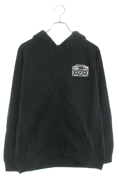 SEQUEL 24AW Logo Print Zip Hoodie Black Cotton Blend Size M