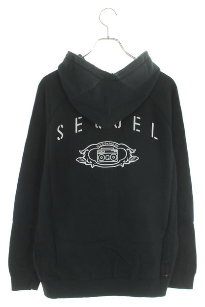 SEQUEL 24AW Logo Print Zip Hoodie Black Cotton Blend Size M