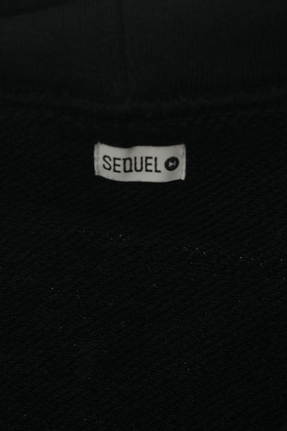 SEQUEL 24AW Logo Print Zip Hoodie Black Cotton Blend Size M