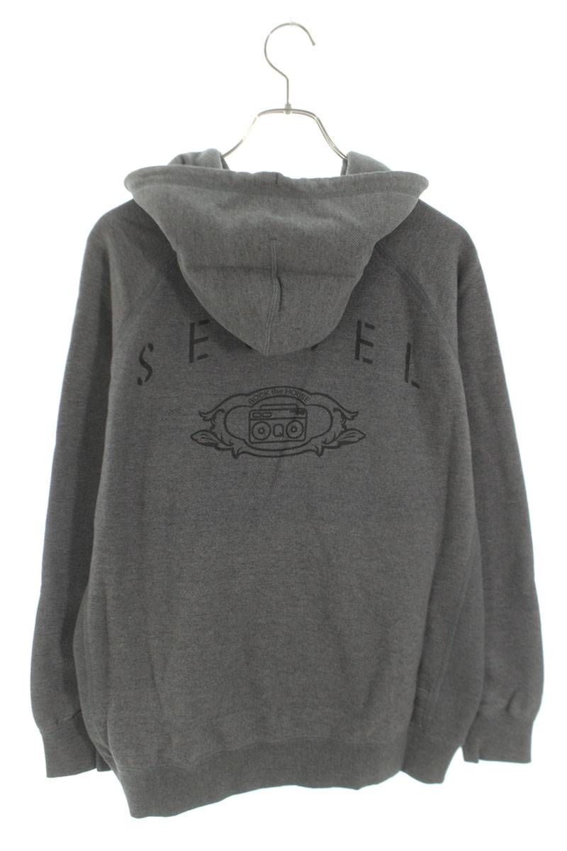 SEQUEL 24AW Logo Print Zip Hoodie Gray Cotton Blend Size S