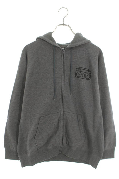 SEQUEL 24AW Logo Print Zip Hoodie Gray Cotton Blend Size M