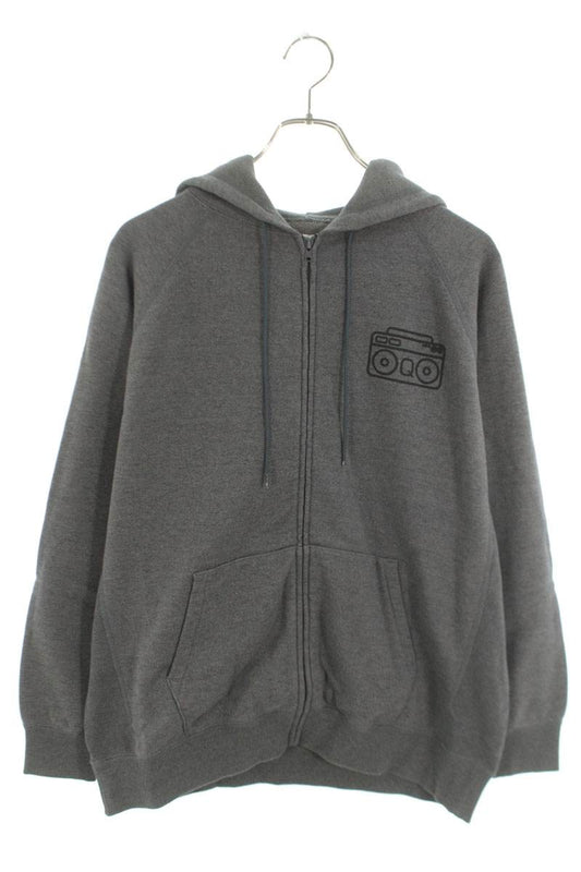 SEQUEL 24AW Logo Print Zip Hoodie Gray Cotton Blend Size L