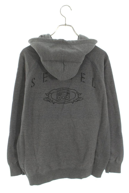 SEQUEL 24AW Logo Print Zip Hoodie Gray Cotton Blend Size L