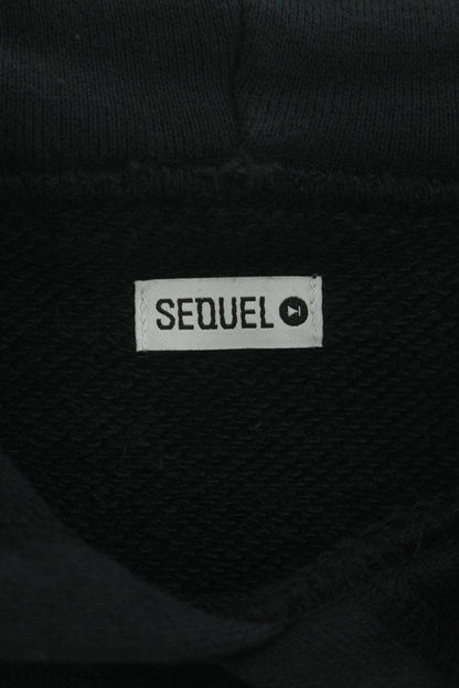 SEQUEL 25SS Logo Print Hoodie Black Cotton Blend Size S