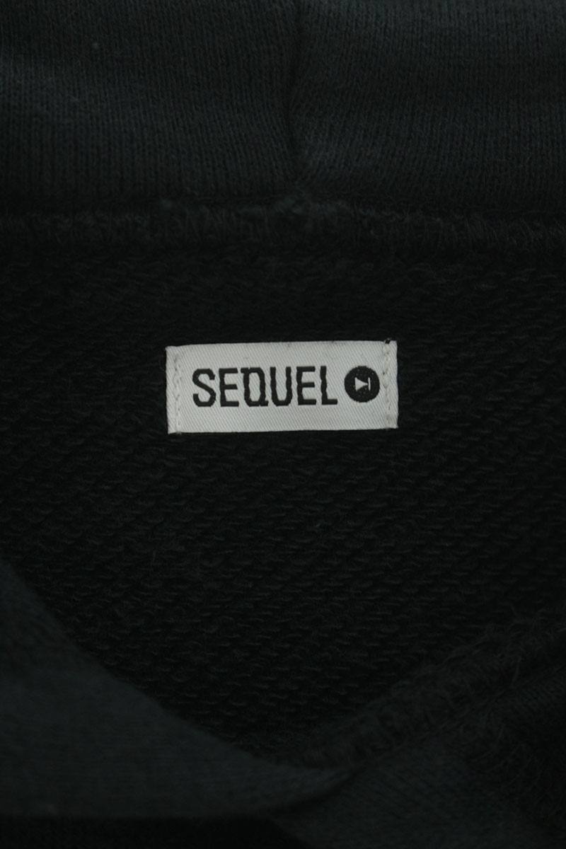 SEQUEL 25SS Logo Print Hoodie Black Cotton Blend Size L