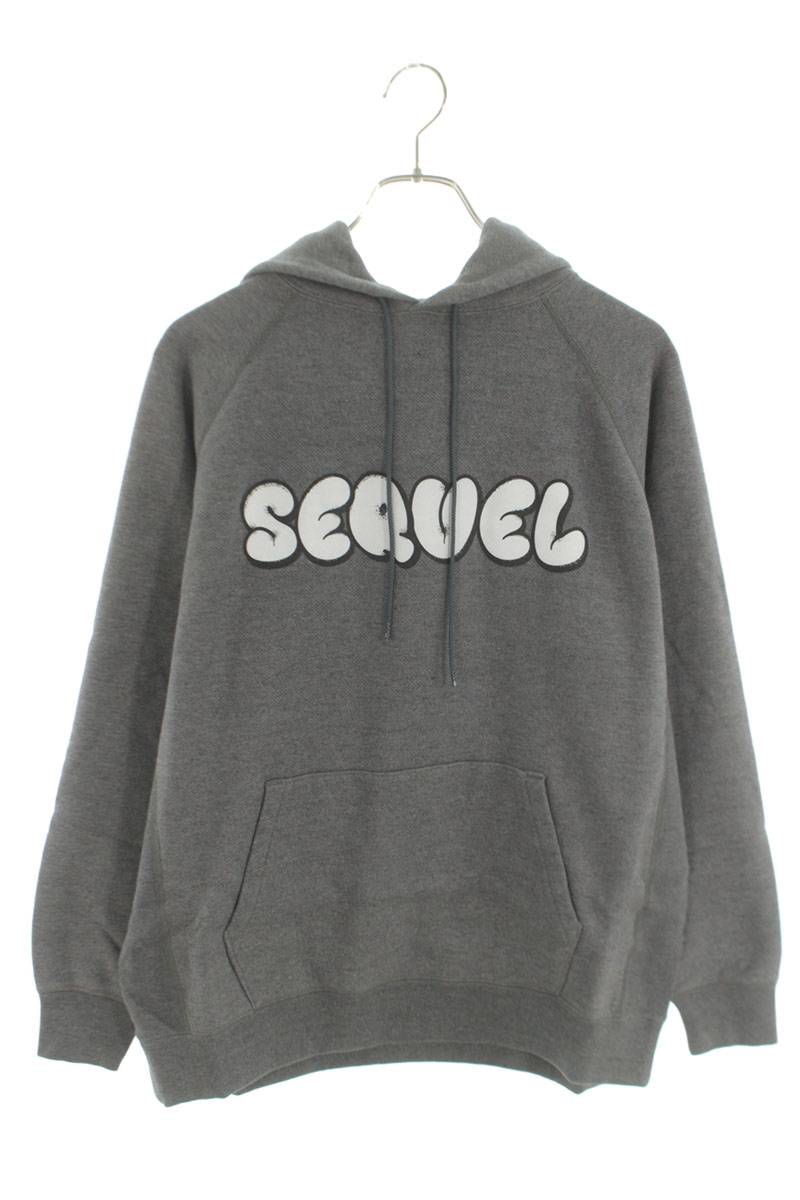 SEQUEL 25SS Logo Print Hoodie Gray Cotton Blend Size S