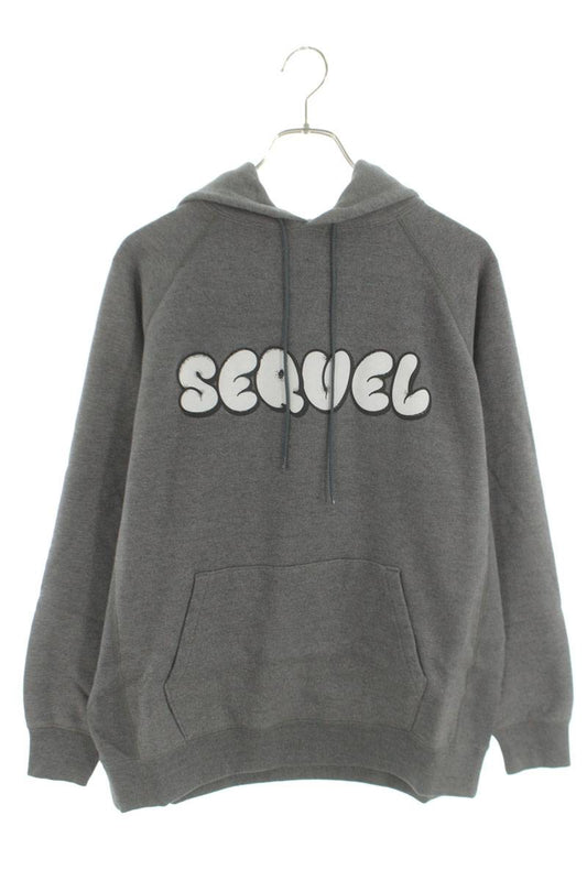 SEQUEL 25SS Logo Print Hoodie Gray Cotton Blend Size S