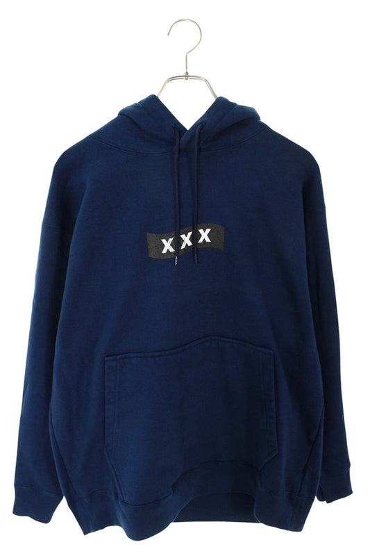 GOD SELECTION XXX Logo Print Hoodie Navy Size S