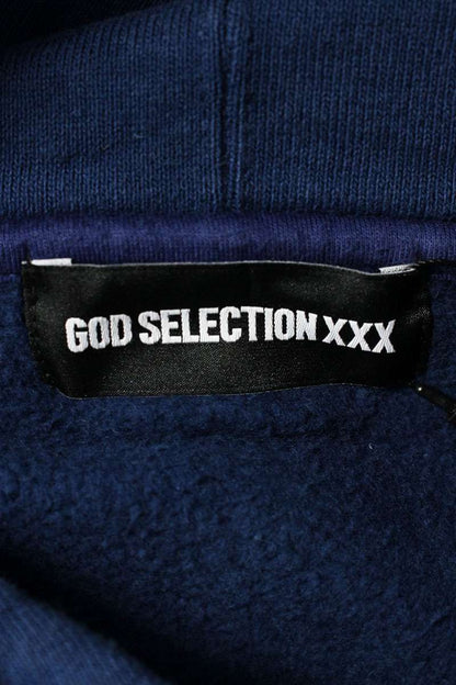 GOD SELECTION XXX Logo Print Hoodie Navy Size S