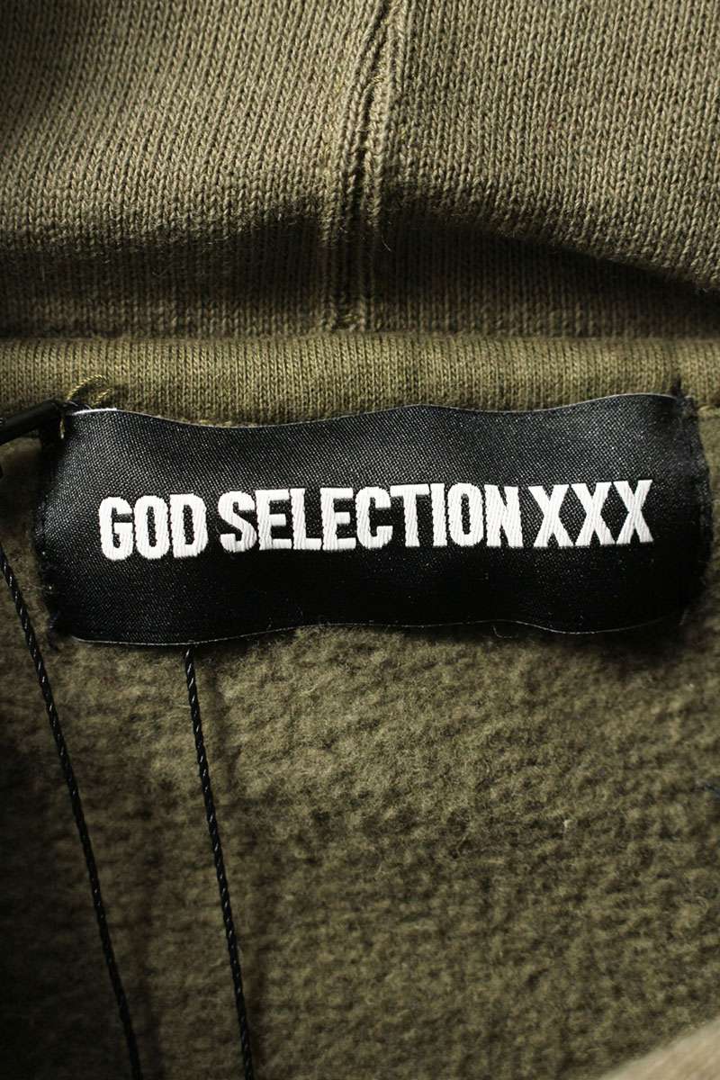 GOD SELECTION XXX Logo Print Hoodie Green Size S