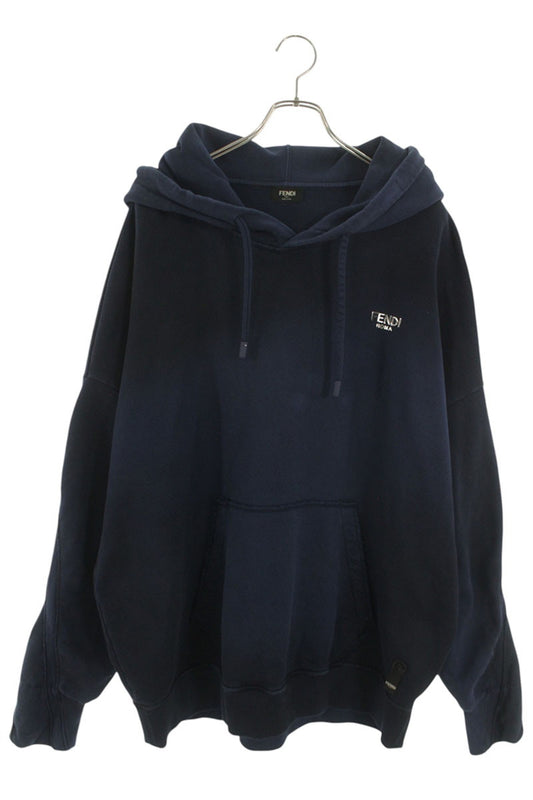 Fendi 24AW Logo Oversized Hoodie Blue Size L