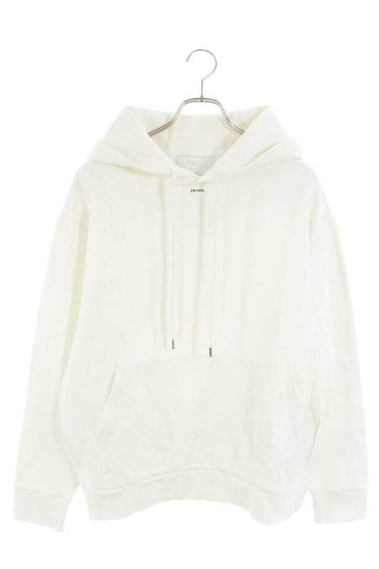 Prada White Logo Hoodie Cotton Blend Size M