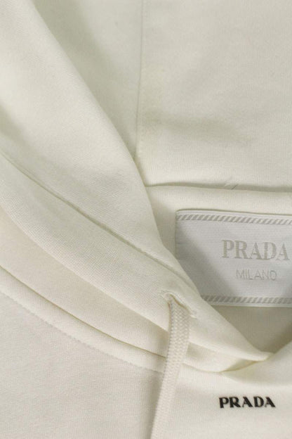 Prada White Logo Hoodie Cotton Blend Size M