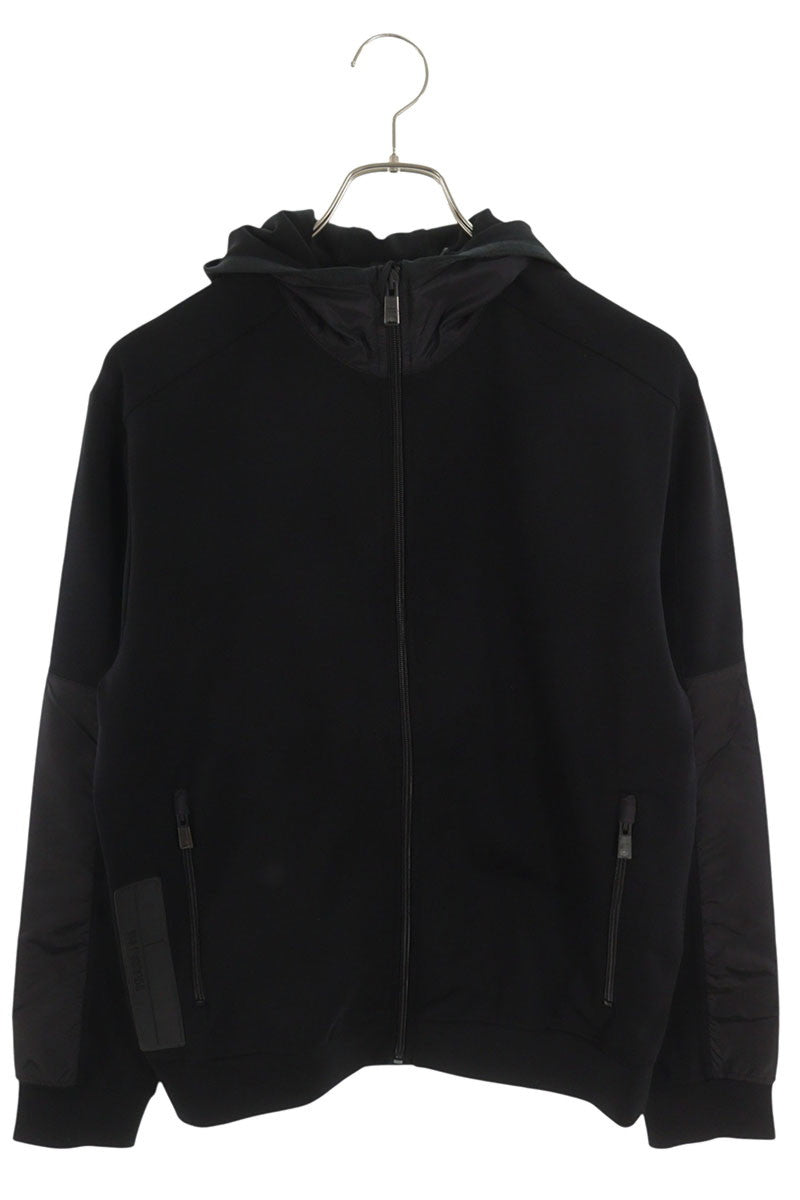 Prada Rubber Logo Nylon Panel Zip Hoodie Size S