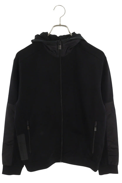 Prada Rubber Logo Nylon Panel Zip Hoodie Size S