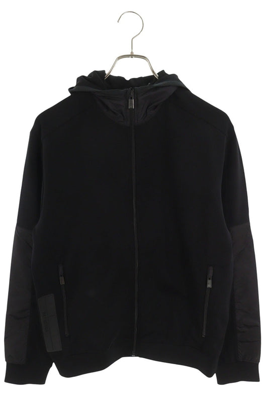 Prada Rubber Logo Nylon Panel Zip Hoodie Size S